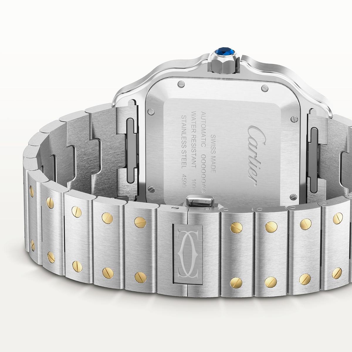 Santos de Cartier Large Two-Tone Grey Dial Bracelet/Strap Watch