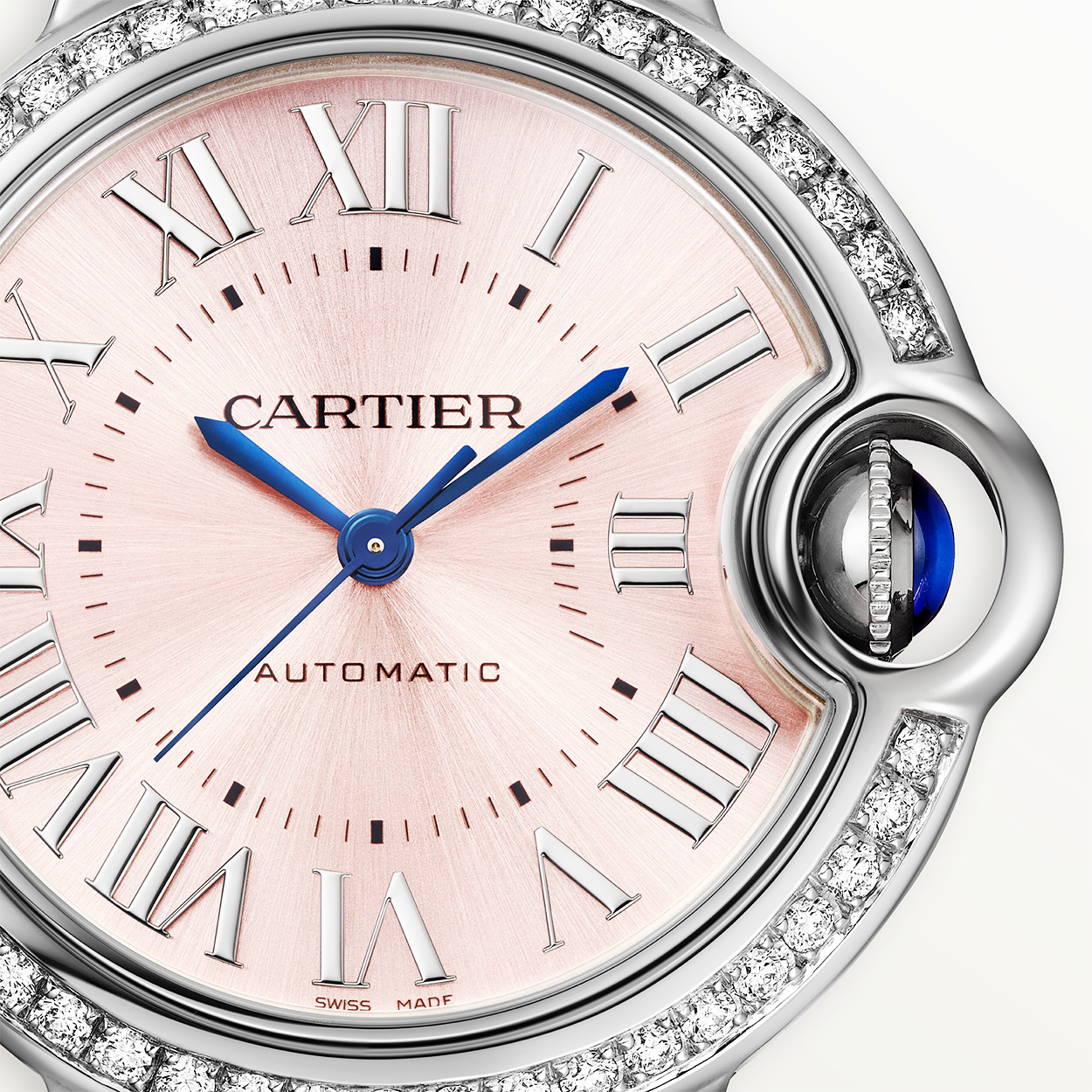Ballon Bleu de Cartier 33mm Pink Dial Diamond Bezel Watch