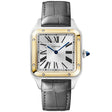 Santos-Dumont Large & 18ct Yellow Gold Steel Leather Strap Watch