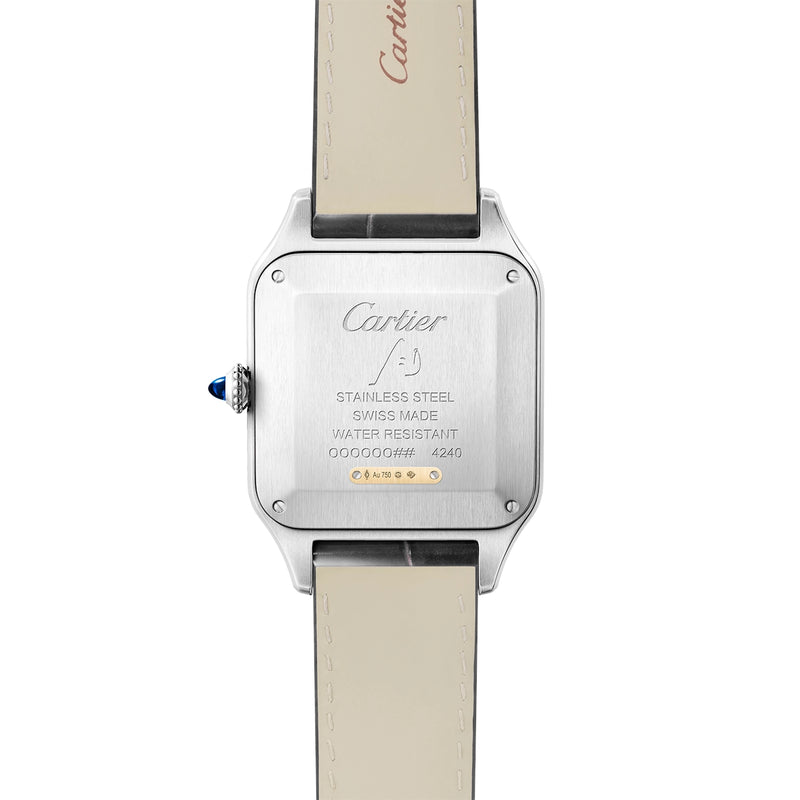 Santos-Dumont Large & 18ct Yellow Gold Steel Leather Strap Watch