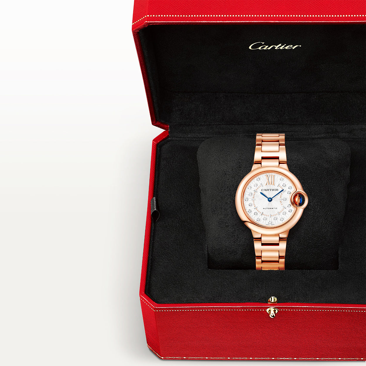 Ballon Bleu de Cartier 18ct Rose Gold Diamond Dial Bracelet Watch