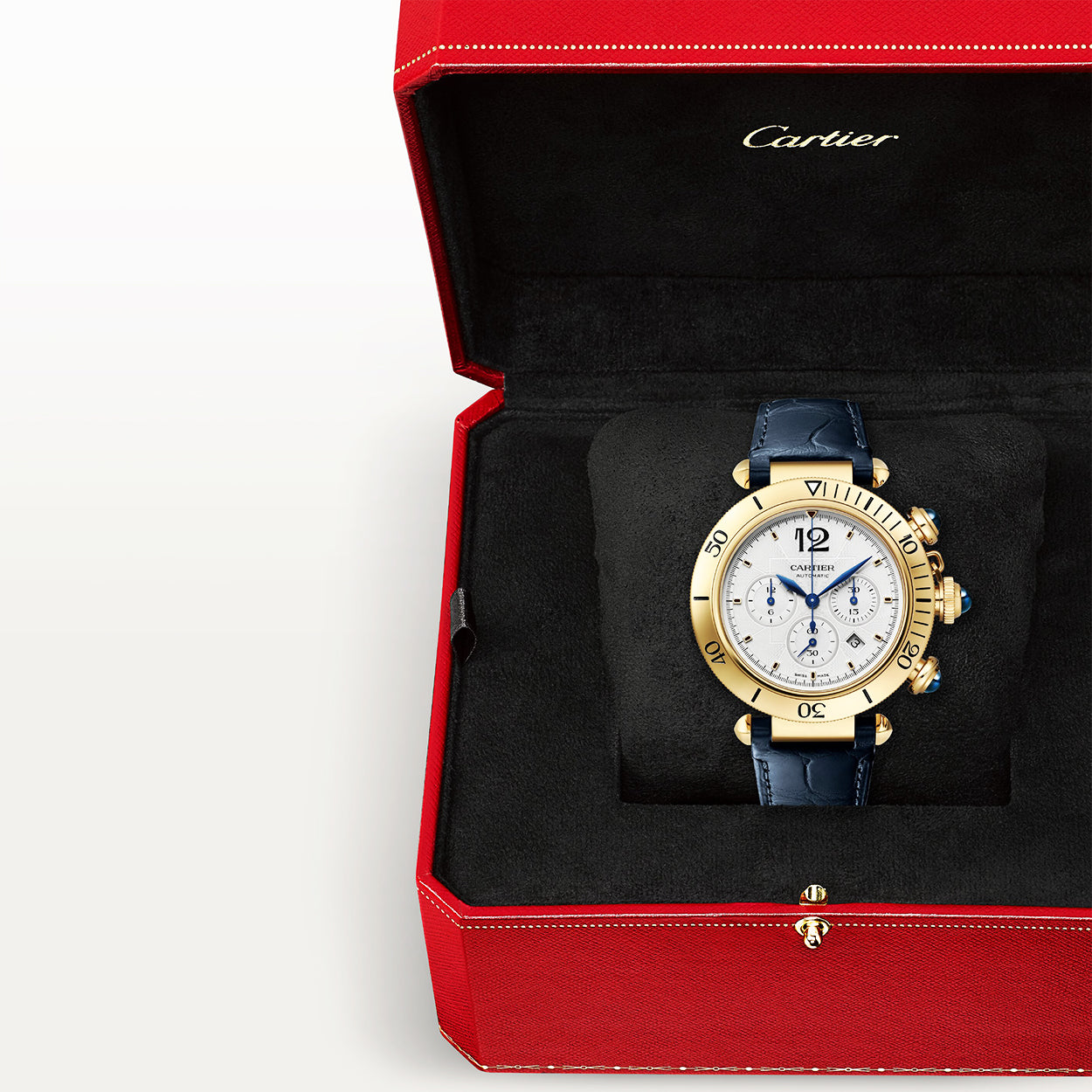 Pasha de Cartier 41mm 18ct Yellow Gold Chronograph Strap Watch