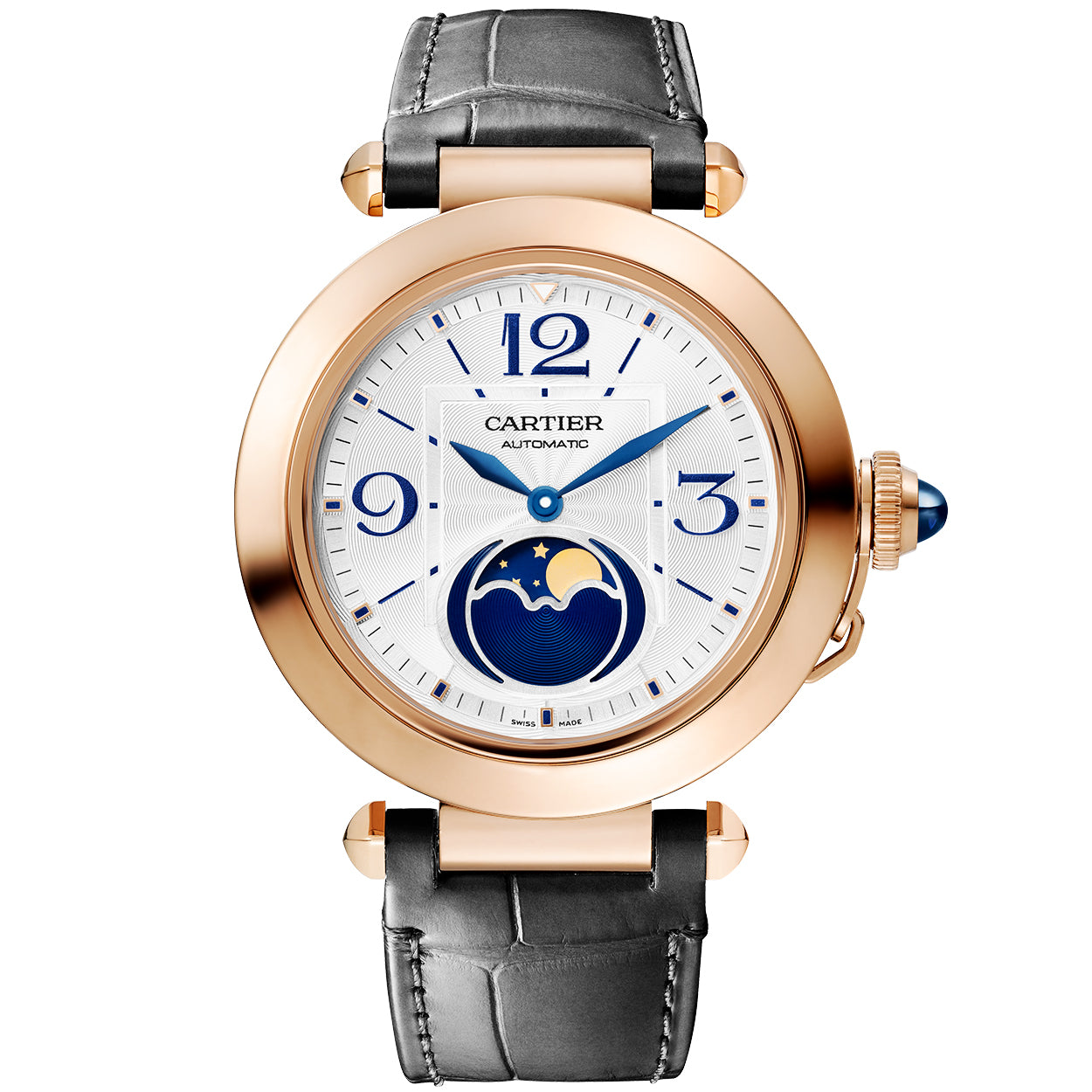 Pasha de Cartier Moonphase 41mm 18ct Rose Gold Strap Watch