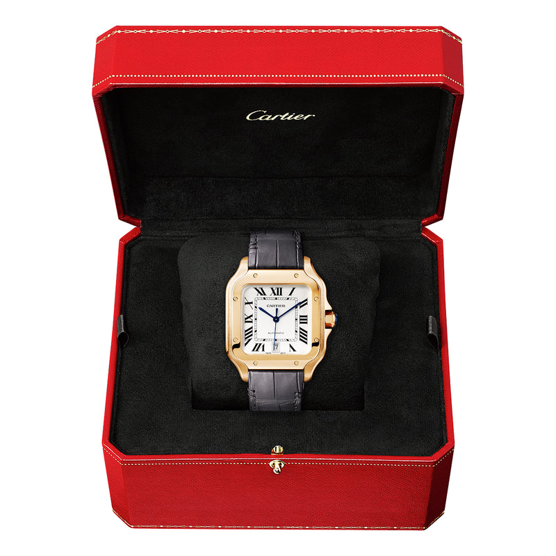 Santos de Cartier Large Automatic 18ct Rose Gold Strap Watch