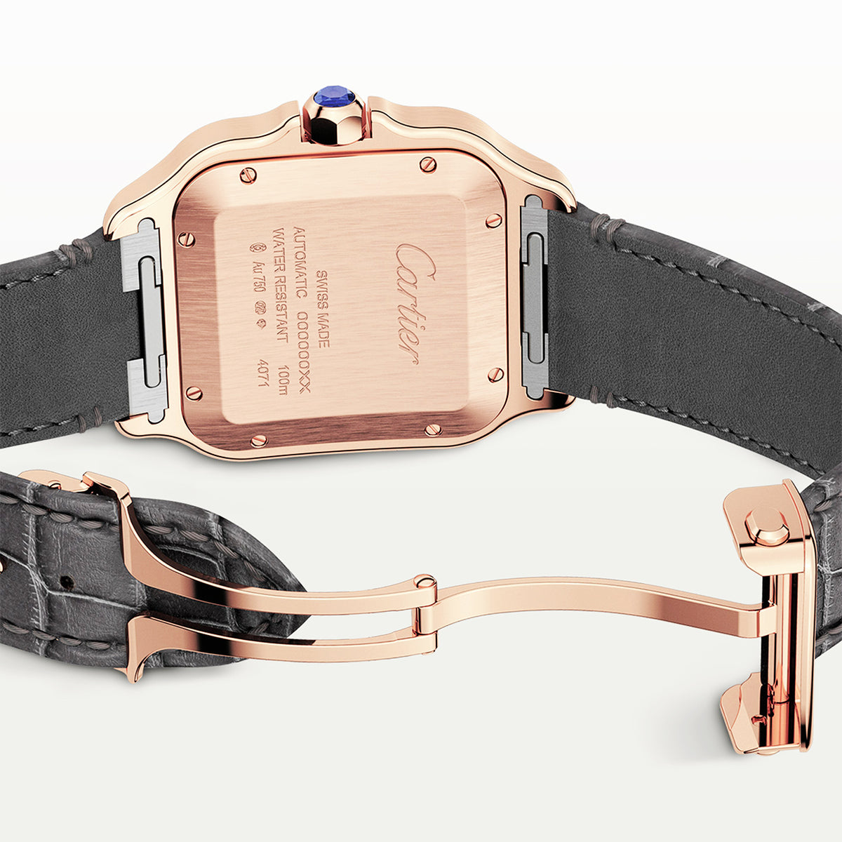 Santos de Cartier Large Automatic 18ct Rose Gold Strap Watch