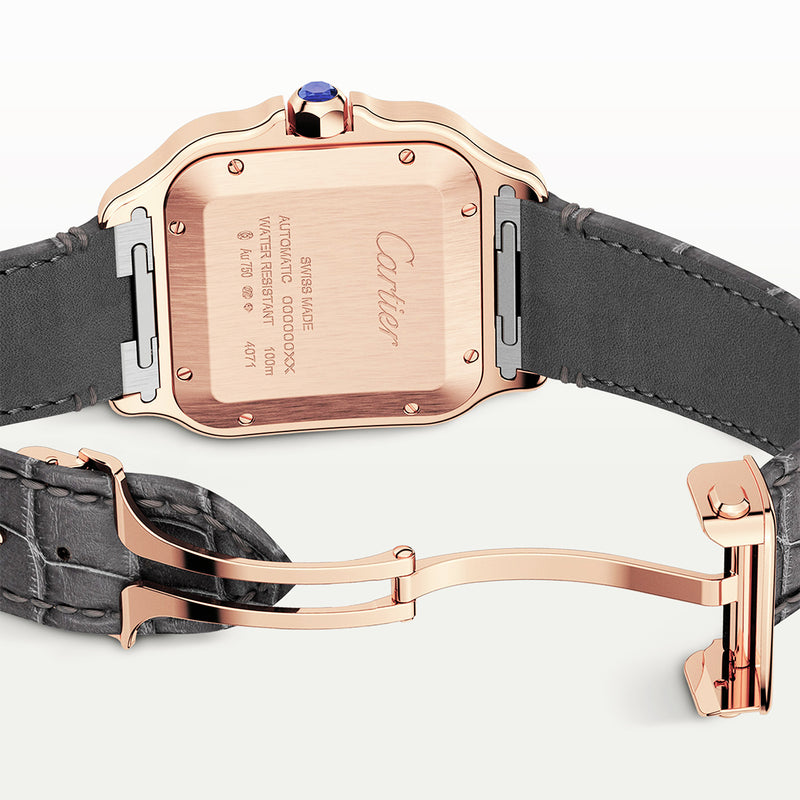 Santos de Cartier Large Automatic 18ct Rose Gold Strap Watch