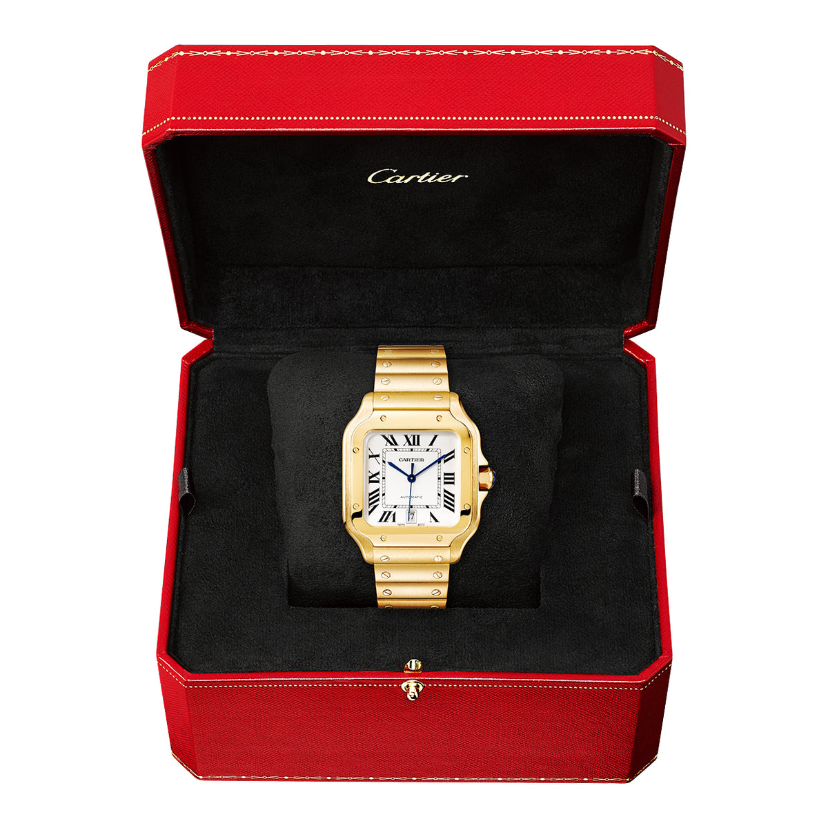 Cartier Santos de Cartier Medium Automatic 18ct Yellow Gold Bracelet Watch - Berry's Jewellers