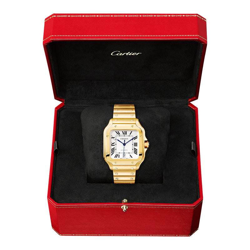 Cartier Santos de Cartier Medium Automatic 18ct Yellow Gold Bracelet Watch - Berry's Jewellers