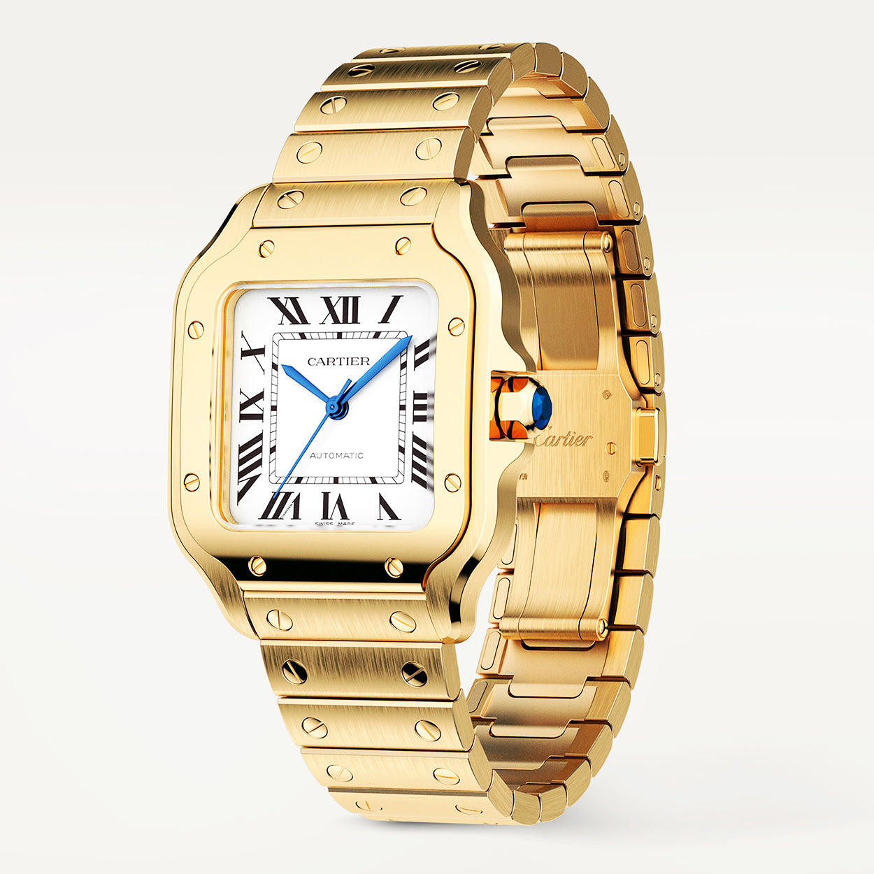 Santos de Cartier Medium Automatic 18ct Yellow Gold Bracelet Watch