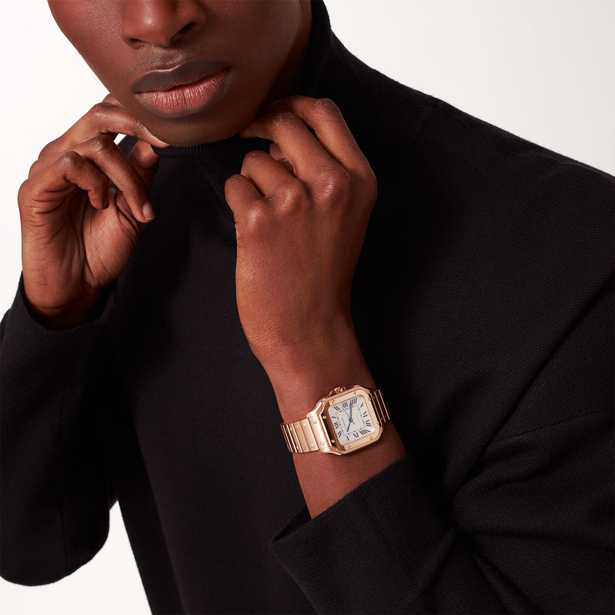 Santos de Cartier Medium Automatic 18ct Rose Gold Bracelet Watch