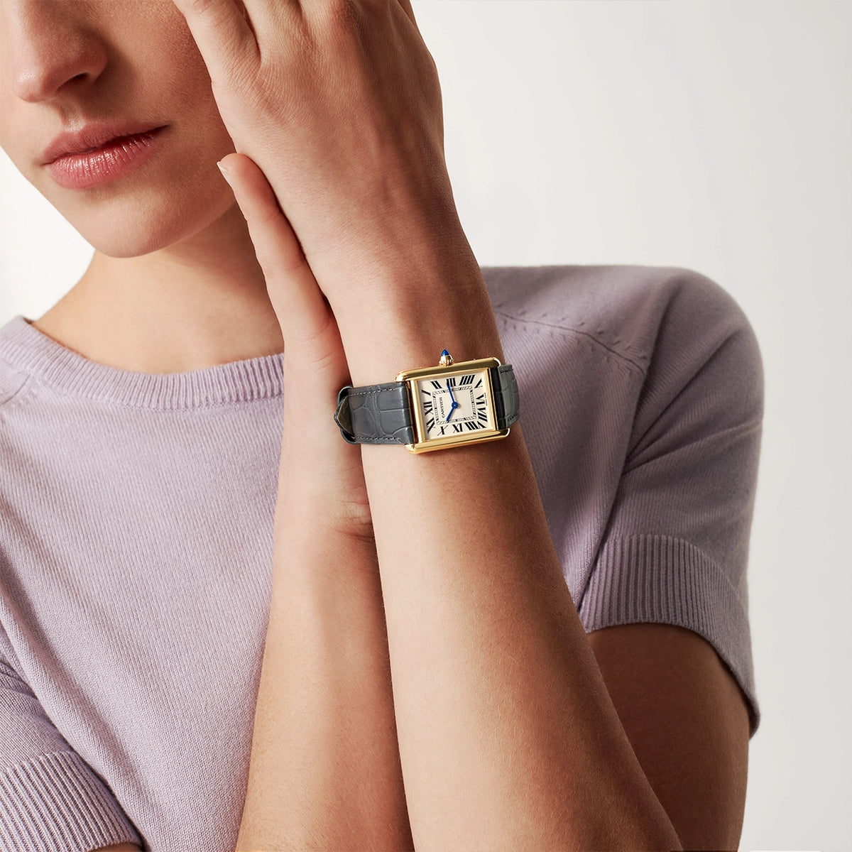 Cartier Tank Louis Cartier Medium 18ct Yellow Gold Silvered Dial Watch - Berry's Jewellers
