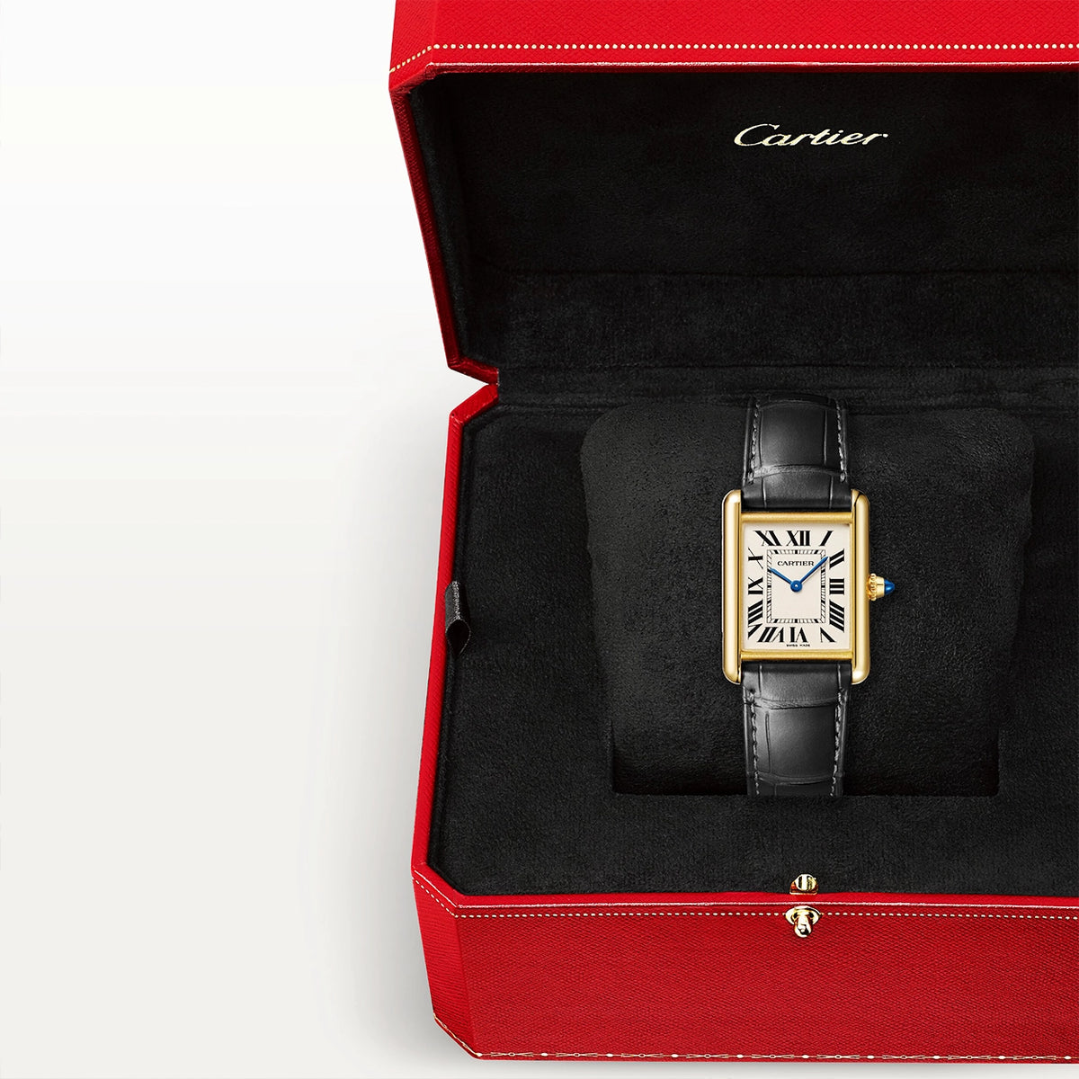 Cartier Tank Louis Cartier Medium 18ct Yellow Gold Silvered Dial Watch - Berry's Jewellers