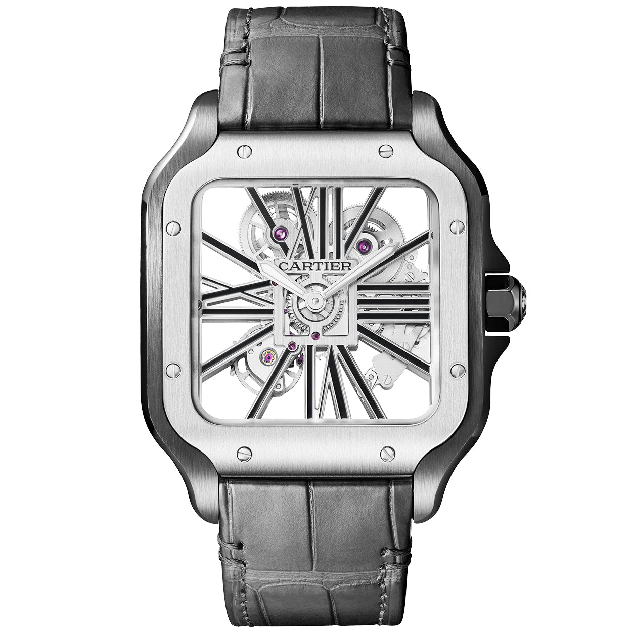 Santos de Cartier Large Skeleton Steel & Black ADLC Watch