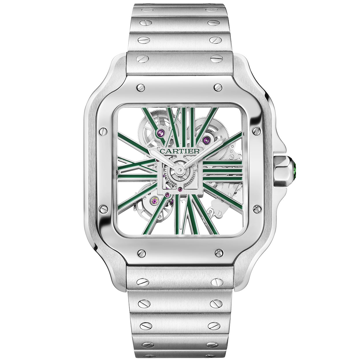 Santos de Cartier Large Skeleton/Green Dial Men's Watch