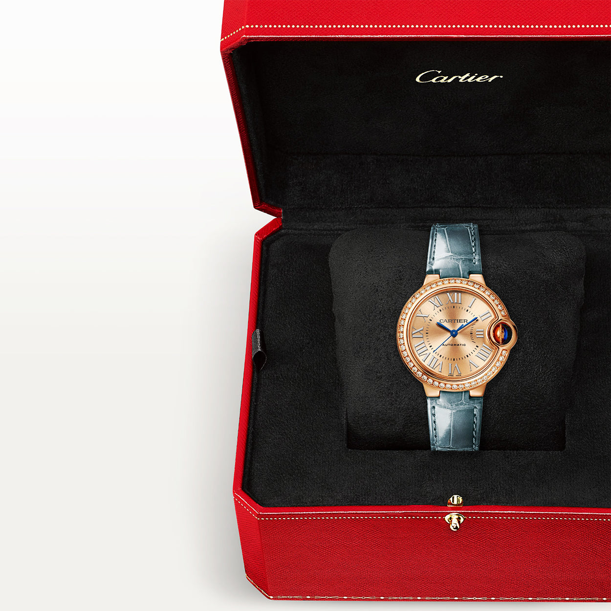 Ballon Bleu de Cartier 33mm 18ct Rose Gold Dial Diamond Set Watch