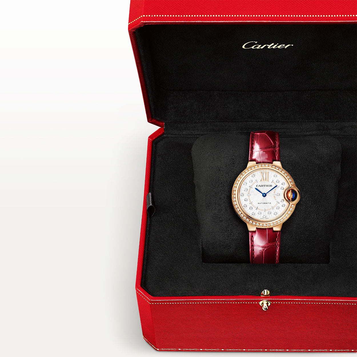 Ballon Bleu de Cartier 33mm 18ct Rose Gold Dial Diamond Dial & Bezel Watch