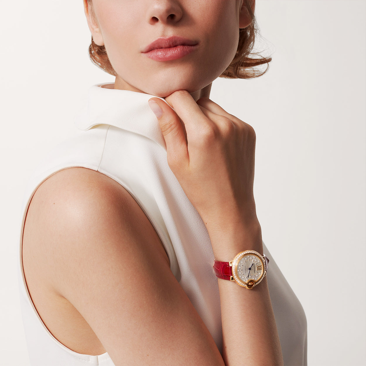 Ballon Bleu de Cartier 33mm 18ct Rose Gold Dial Diamond Dial & Bezel Watch