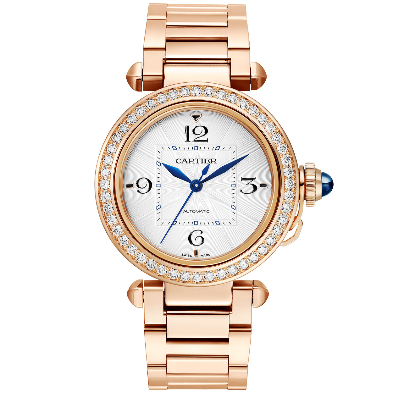 Pasha de Cartier 35mm 18ct Rose Gold Diamond Set Bracelet Watch