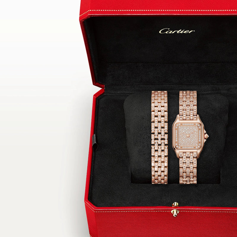 Panthère de Cartier Small 18ct Rose Gold Full Diamond Set Bracelet Watch