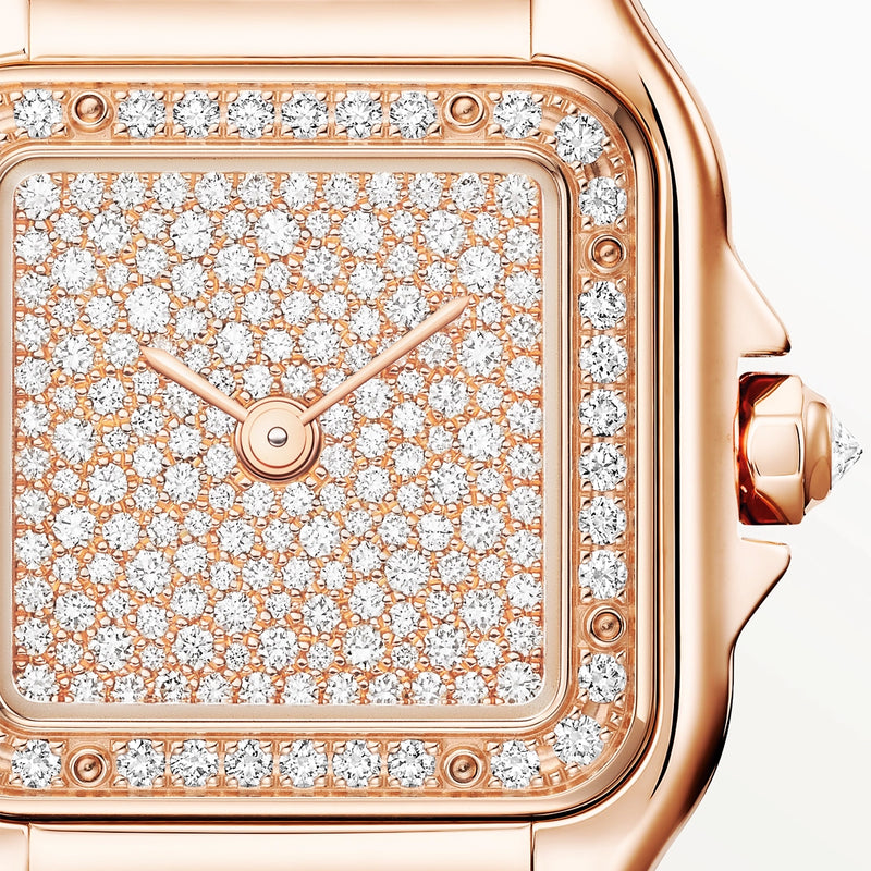 Panthère de Cartier Small 18ct Rose Gold Full Diamond Set Bracelet Watch