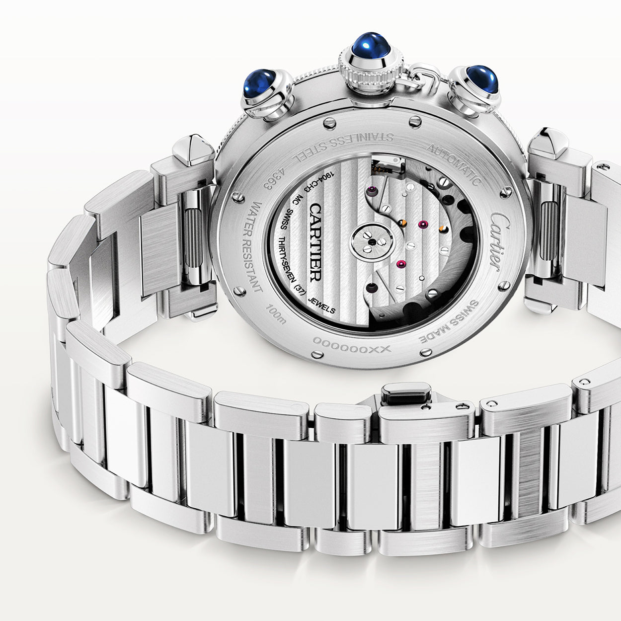 Pasha de Cartier 41mm Blue Dial Bracelet/Strap Chronograph Watch