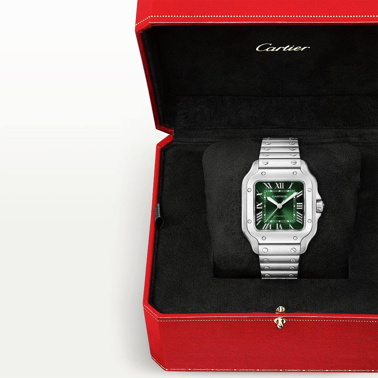 Santos de Cartier Medium Smoky Green Dial Automatic Bracelet/Strap Watch