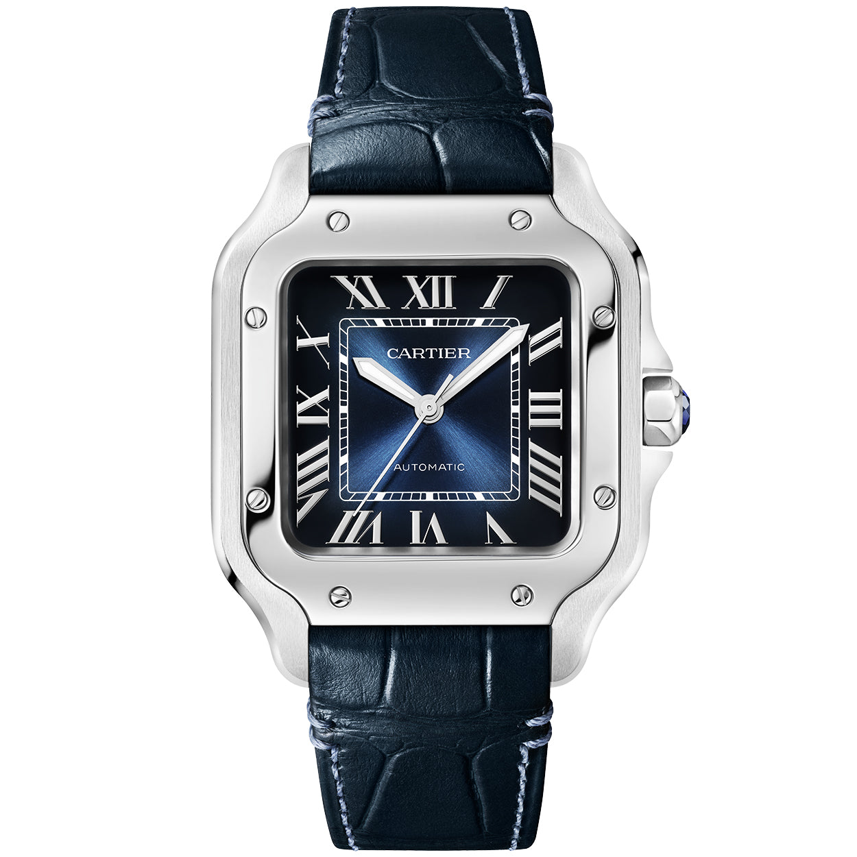 Santos de Cartier Medium Blue Dial Automatic Bracelet/Strap Watch