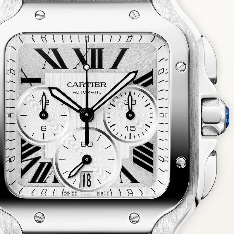 Santos de Cartier Chronograph Large Steel Bracelet/Strap Watch