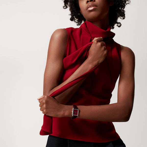 Tank Must Red Dial & Leather Strap Watch