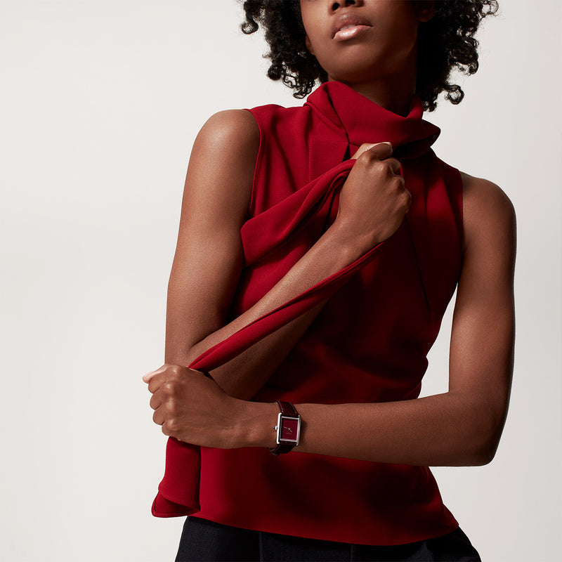 Tank Must Red Dial & Leather Strap Watch