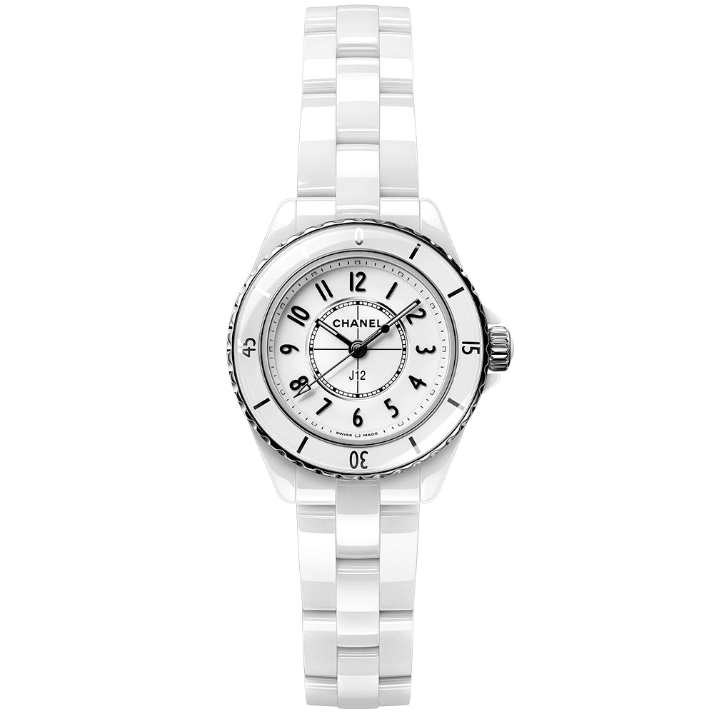CHANEL J12 28mm White Ceramic Ladies Bracelet Watch - Berry's Jewellers