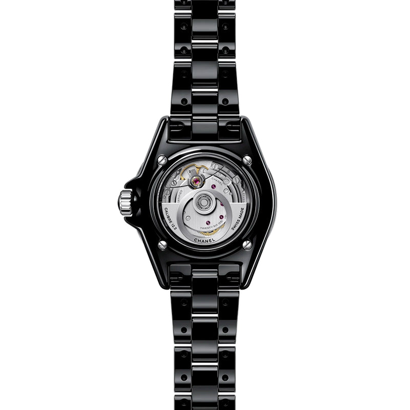 CHANEL J12 33mm Black Ceramic Ladies Diamond Dial Automatic Watch - Berry's Jewellers