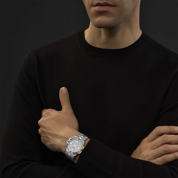 Chopard Alpine Eagle 41mm 18ct White Gold Rainbow Sapphire Set Watch - Berry's Jewellers