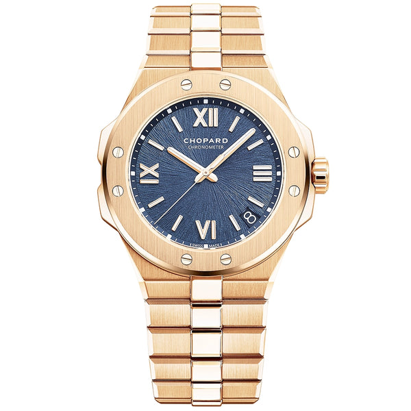 Chopard Alpine Eagle 41mm 18ct Rose Gold Blue Dial Automatic Watch - Berry's Jewellers