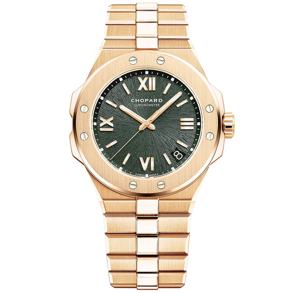 Chopard Alpine Eagle 41mm 18ct Rose Gold Pine Green Dial Automatic Watch - Berry's Jewellers