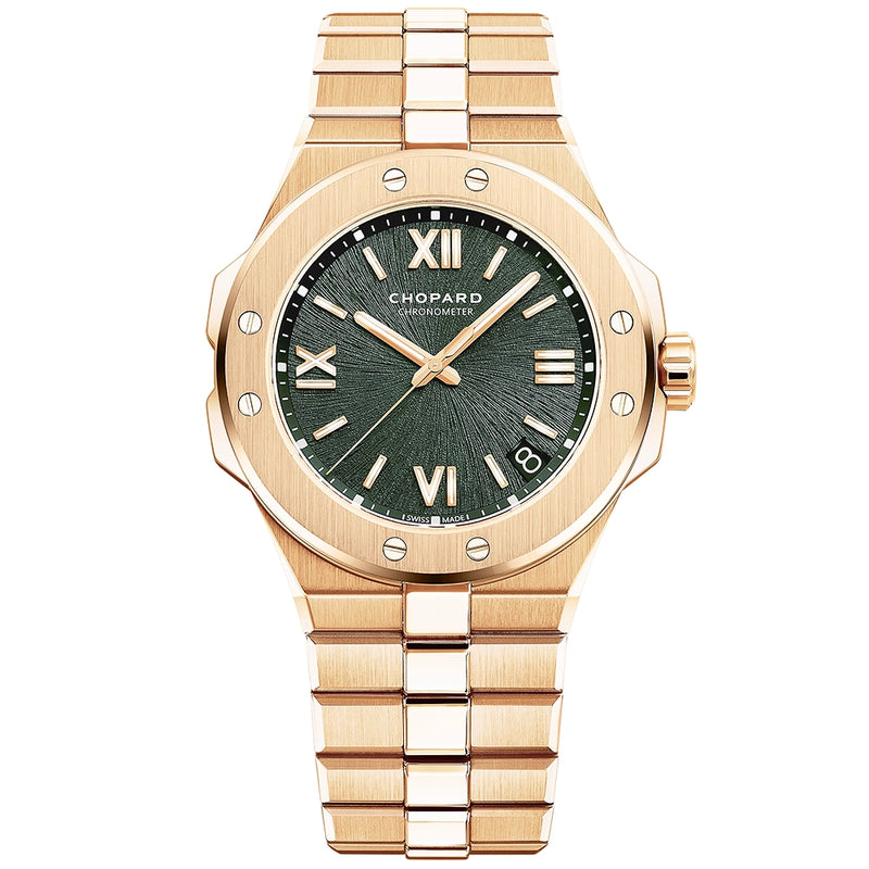 Chopard Alpine Eagle 41mm 18ct Rose Gold Pine Green Dial Automatic Watch - Berry's Jewellers