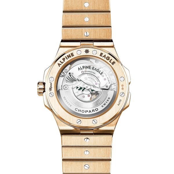 Chopard Alpine Eagle 41mm 18ct Rose Gold Pine Green Dial Automatic Watch - Berry's Jewellers