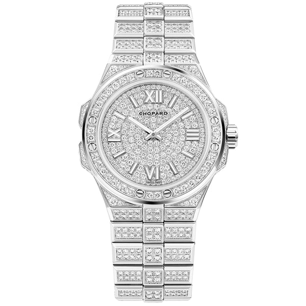 Chopard Alpine Eagle 36mm 18ct White Gold Full Diamond Set Watch - Berry's Jewellers
