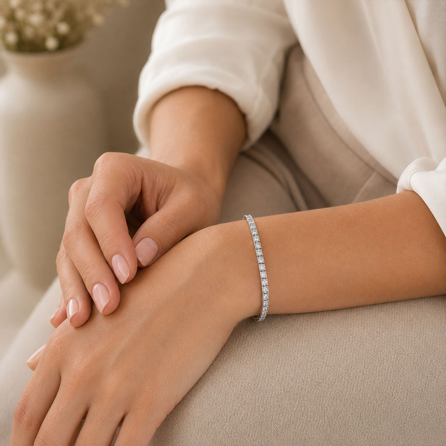 Berry's 18ct White Gold Round Brilliant Cut Diamond Tennis Bracelet