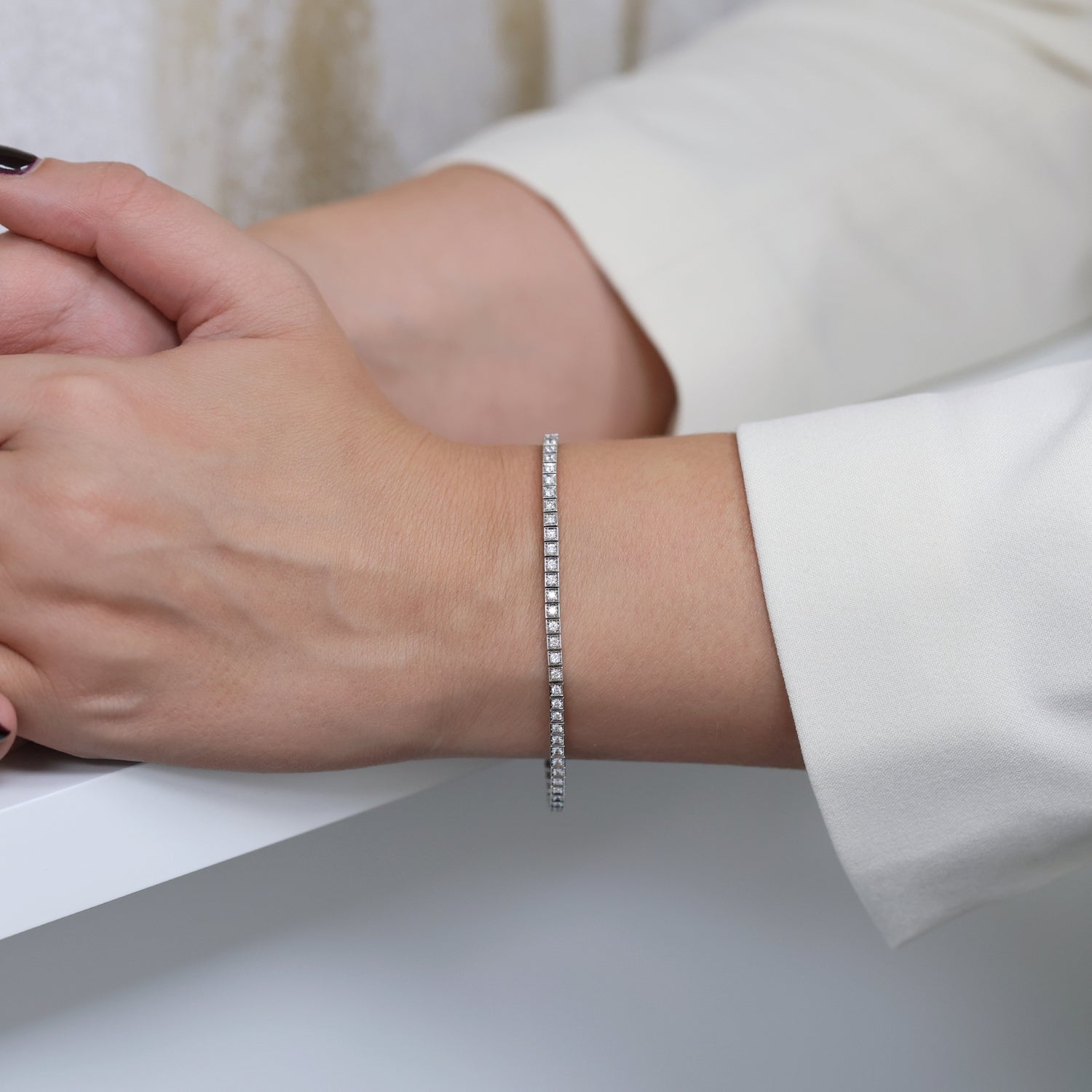 Berry's Berry's 18ct White Gold Round Brilliant Cut Diamond Tennis Bracelet - Berry's Jewellers