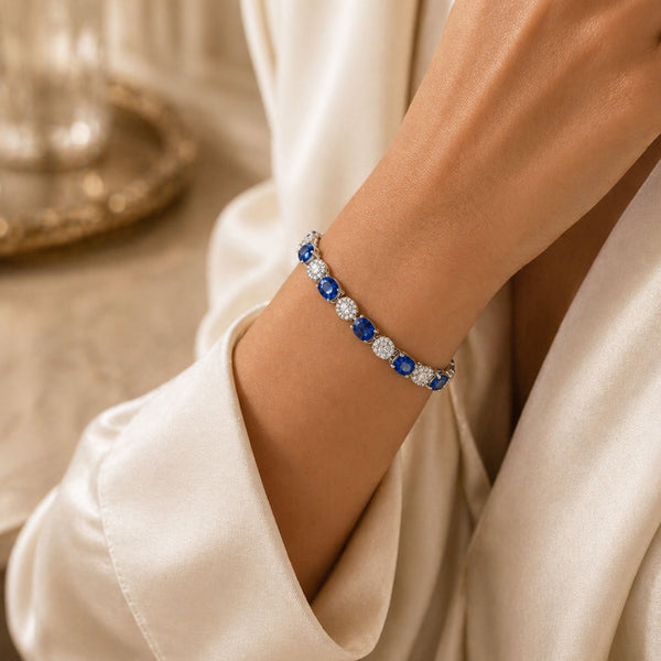 Berry's 18ct White Gold Sapphire And Diamond Line Bracelet - Berry's Jewellers
