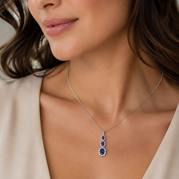 Berry's 18ct White Gold Oval Sapphire & Diamond Pendant - Berry's Jewellers
