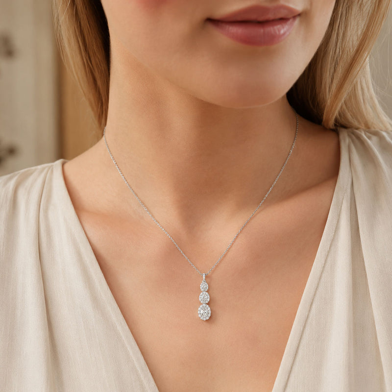 Berry's 18ct White Gold Oval Diamond Drop Pendant - Berry's Jewellers