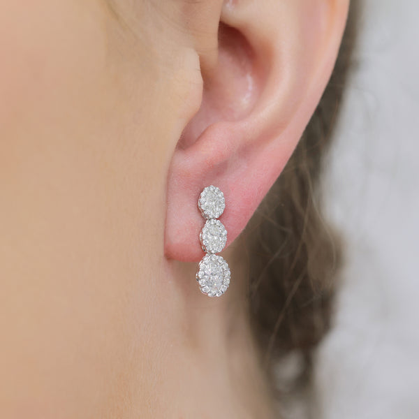 Berry's 18ct White Gold Oval Diamond Drop Earrings - Berry's Jewellers