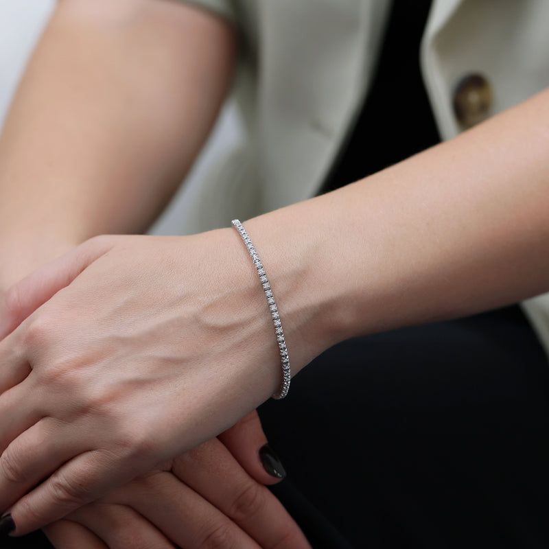 Berry's 18ct White Gold Brilliant Cut Diamonds Four Claw Set Tennis Bracelet - Berry's Jewellers