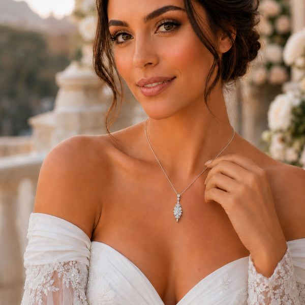 Berry's 18ct White Gold Baguette And Round Brilliant Cut Diamond Vintage Pendant - Berry's Jewellers