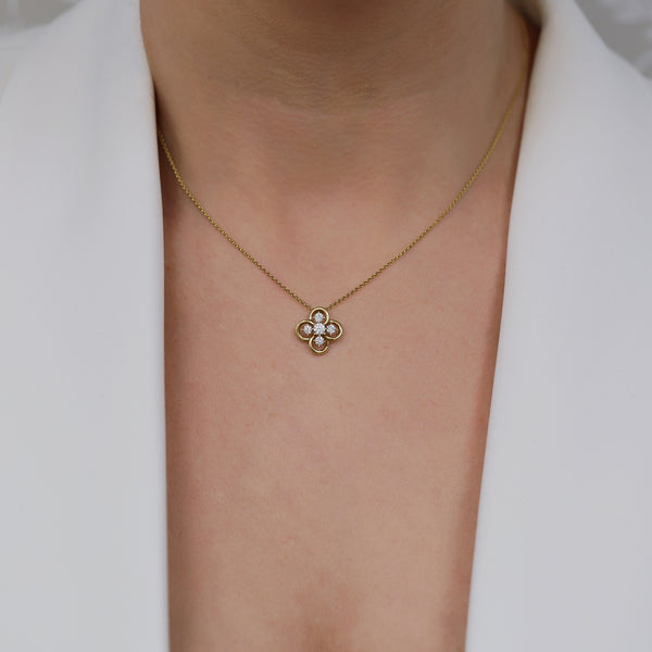 Berry's 18ct Yellow Gold Five Stone Flower Diamond Pendant - Berry's Jewellers