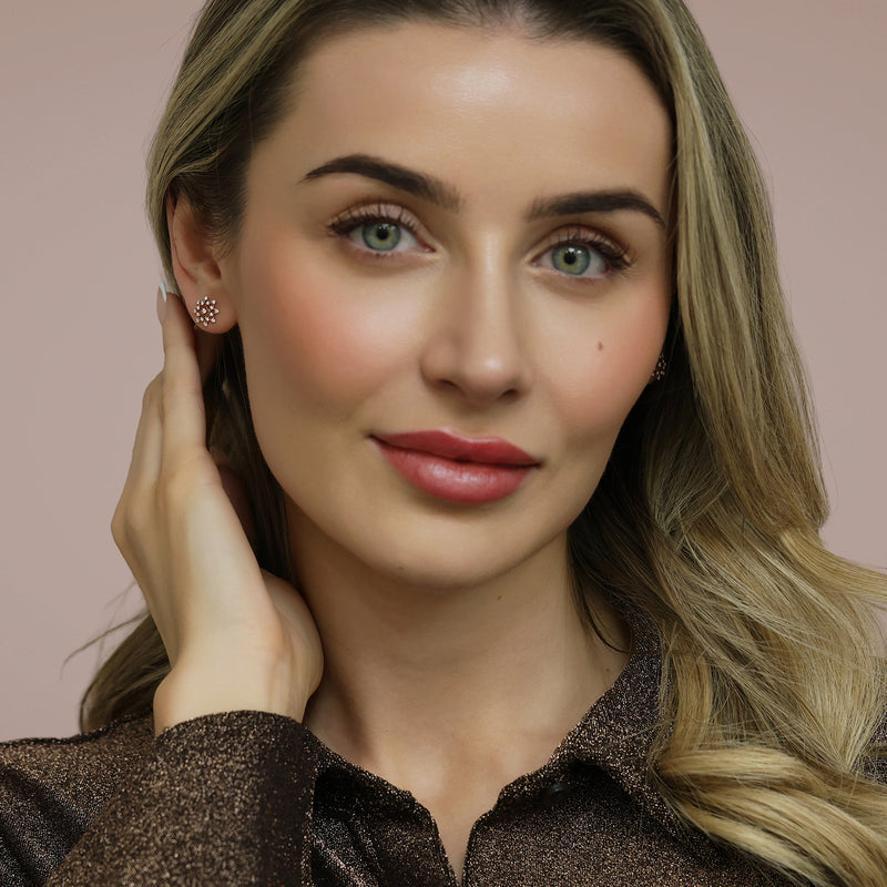 18ct Rose Gold Open Diamond Snowflake Stud Earrings