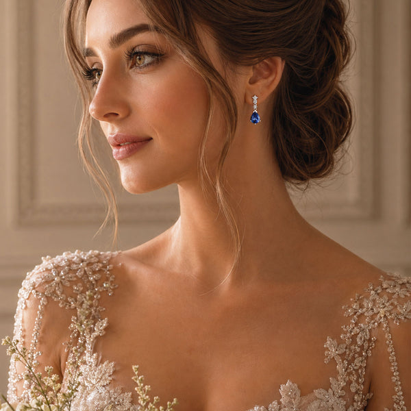 Berry's 18ct White Gold Diamond And Pear Cut Tanzanite Drop Earrings - Berry's Jewellers