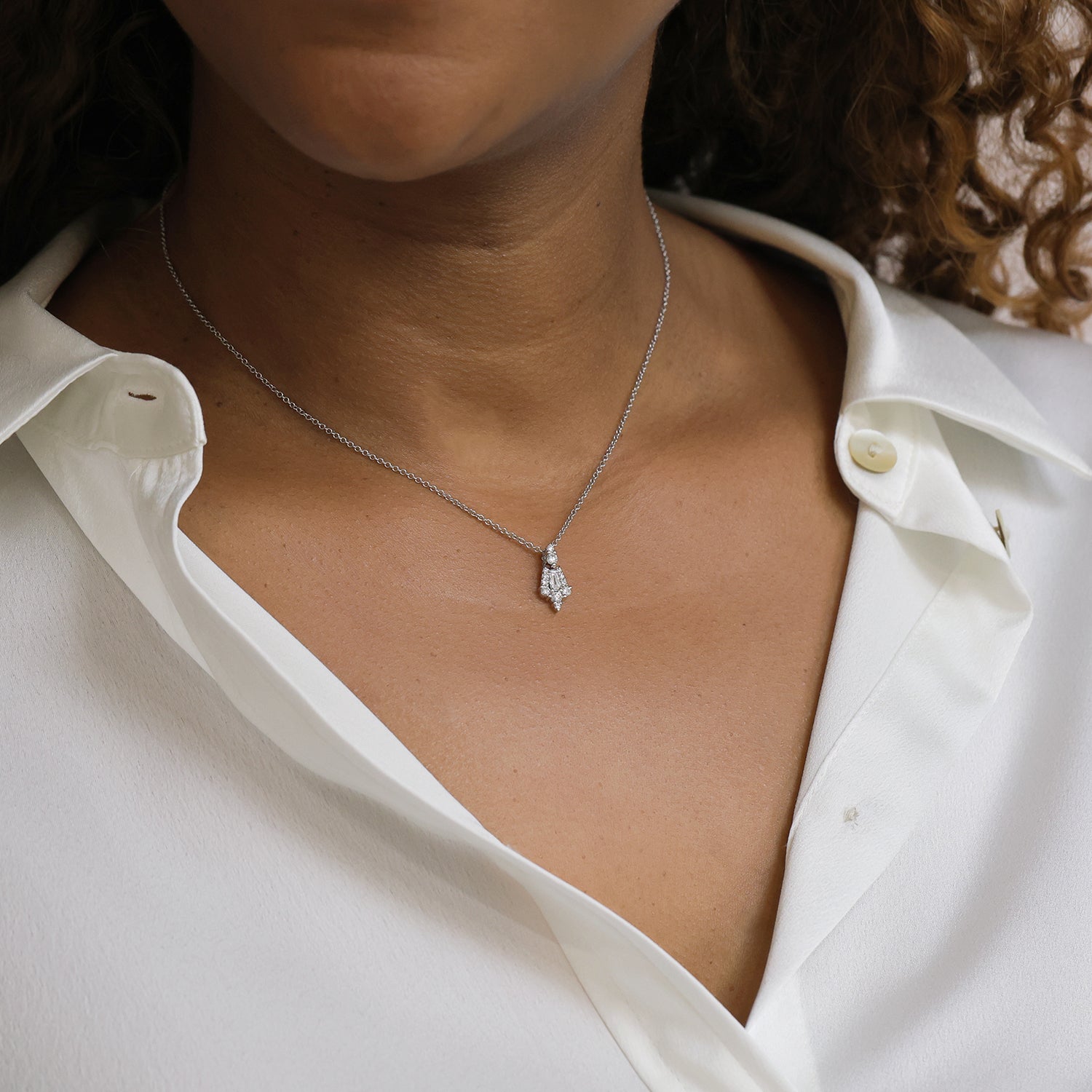 Berry's 18ct White Gold Reflection Round Brilliant And Baguette Cut Diamond Pendant - Berry's Jewellers